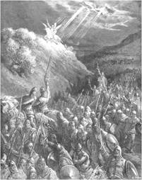 "Aparición de San Jorge" sobre colinas cerca de Antioquía al salir a pelear ejército de la Primera Cruzada.